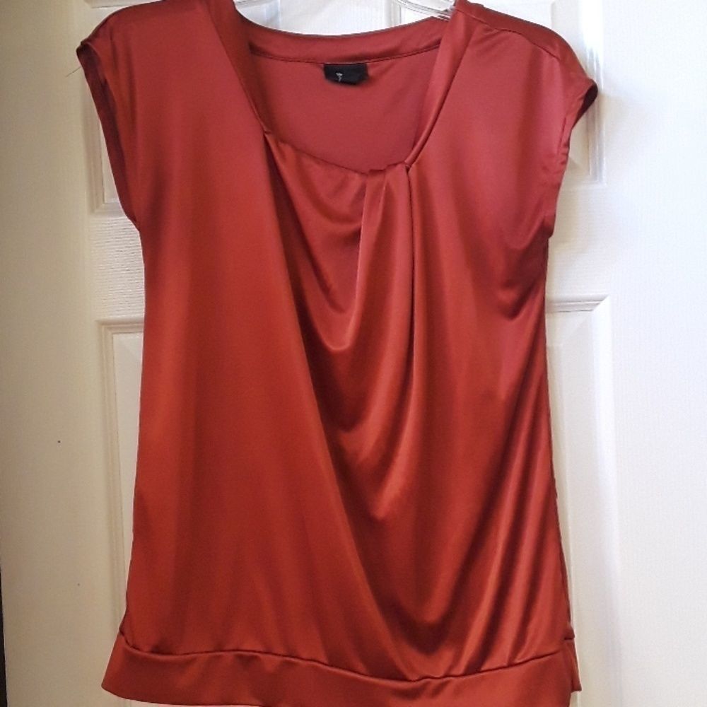 Mission Satin Feeling Cap Sleeve Top. Burgundy